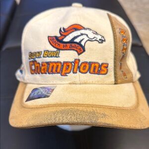 Super Bowl 33 Champions Beige Cap with Suede Bib